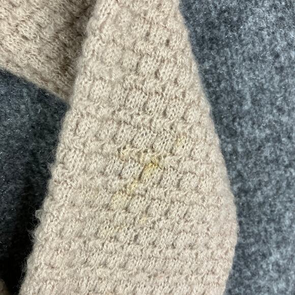 Bams Knit Cardigan Womens Medium Beige Wool Blend Open Front Embroidered - Picture 2 of 8